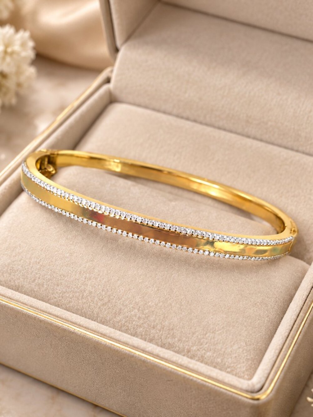 Golden Edge Diamond Bangle